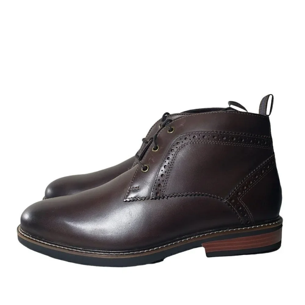 Nunn Bush Mens Ozark Brown Leather Lace Up Lightweight Chukka Ankle Boots Size 9